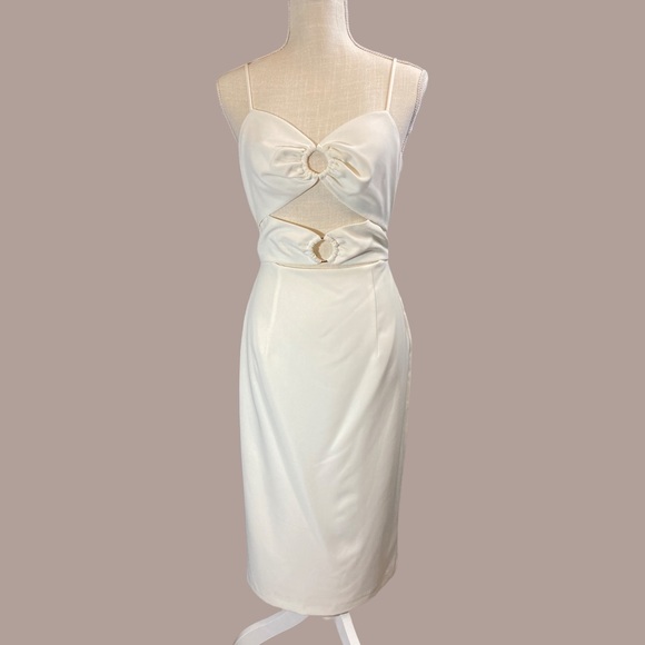 NWT Gianni Bini Cutout White Spaghetti Strap Dress - Picture 2 of 15